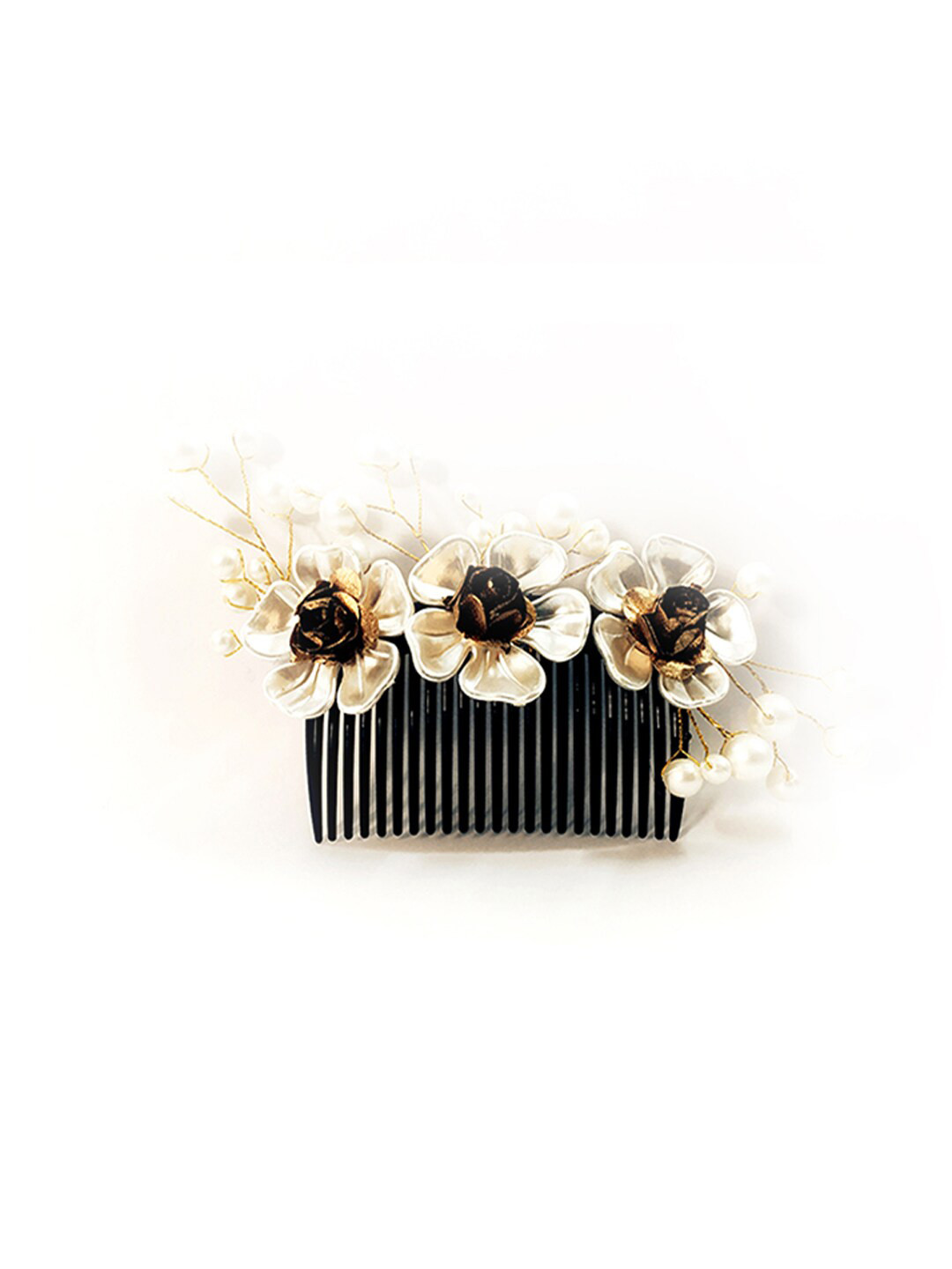 

Hair Flare Artificial Flower Comb Pin, White