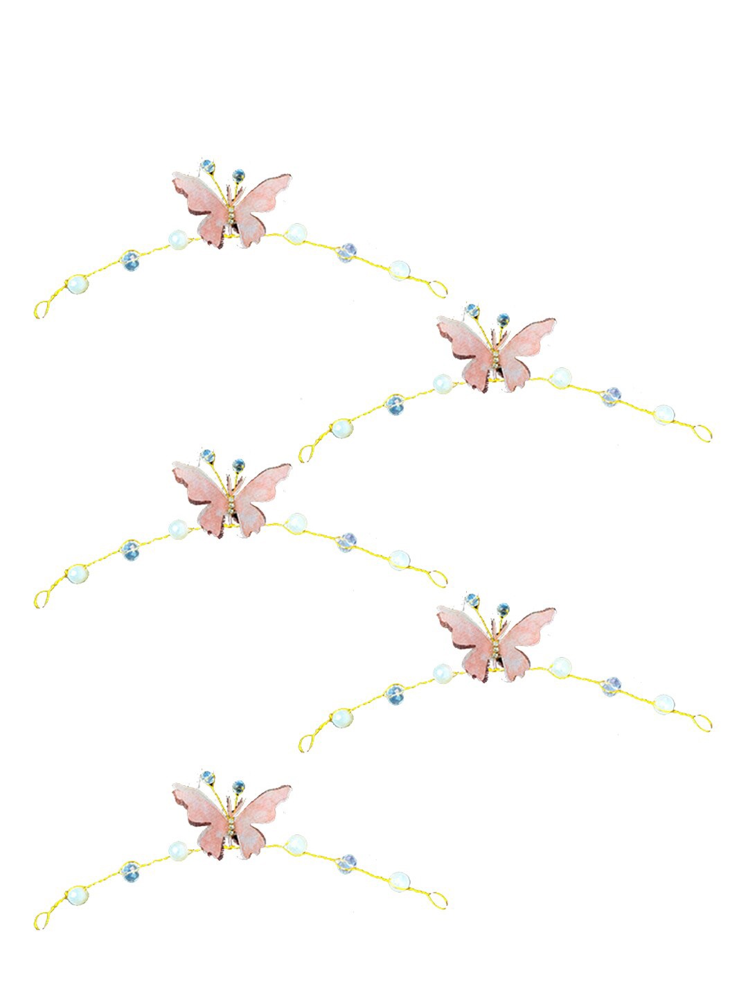 

Hair Flare Women Set of 5 Butterfly Design Hair Sticks, Peach