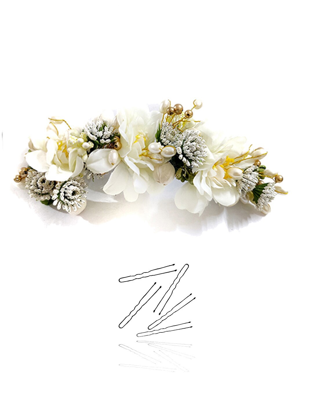 

Hair Flare Artificial Flowers & Hair Pins Hair Accessory Set, Cream