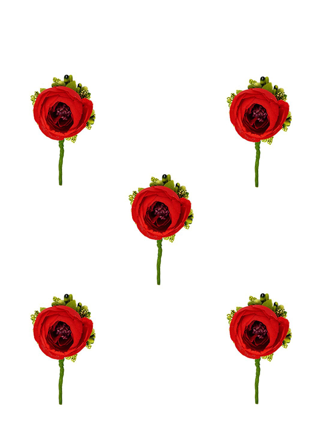 

Hair Flare Artificial Rose Set of 5 Hair Accessory Set, Red