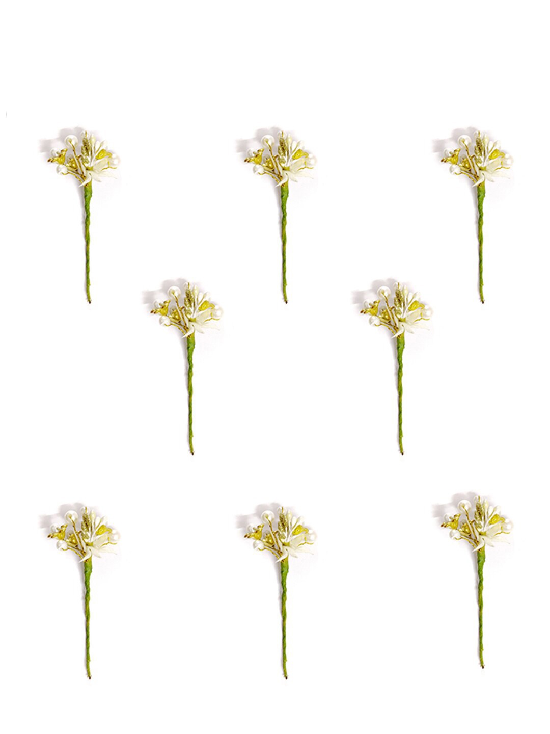 

Hair Flare Women Set Of 8 Artificial Flower Hair Pin, White