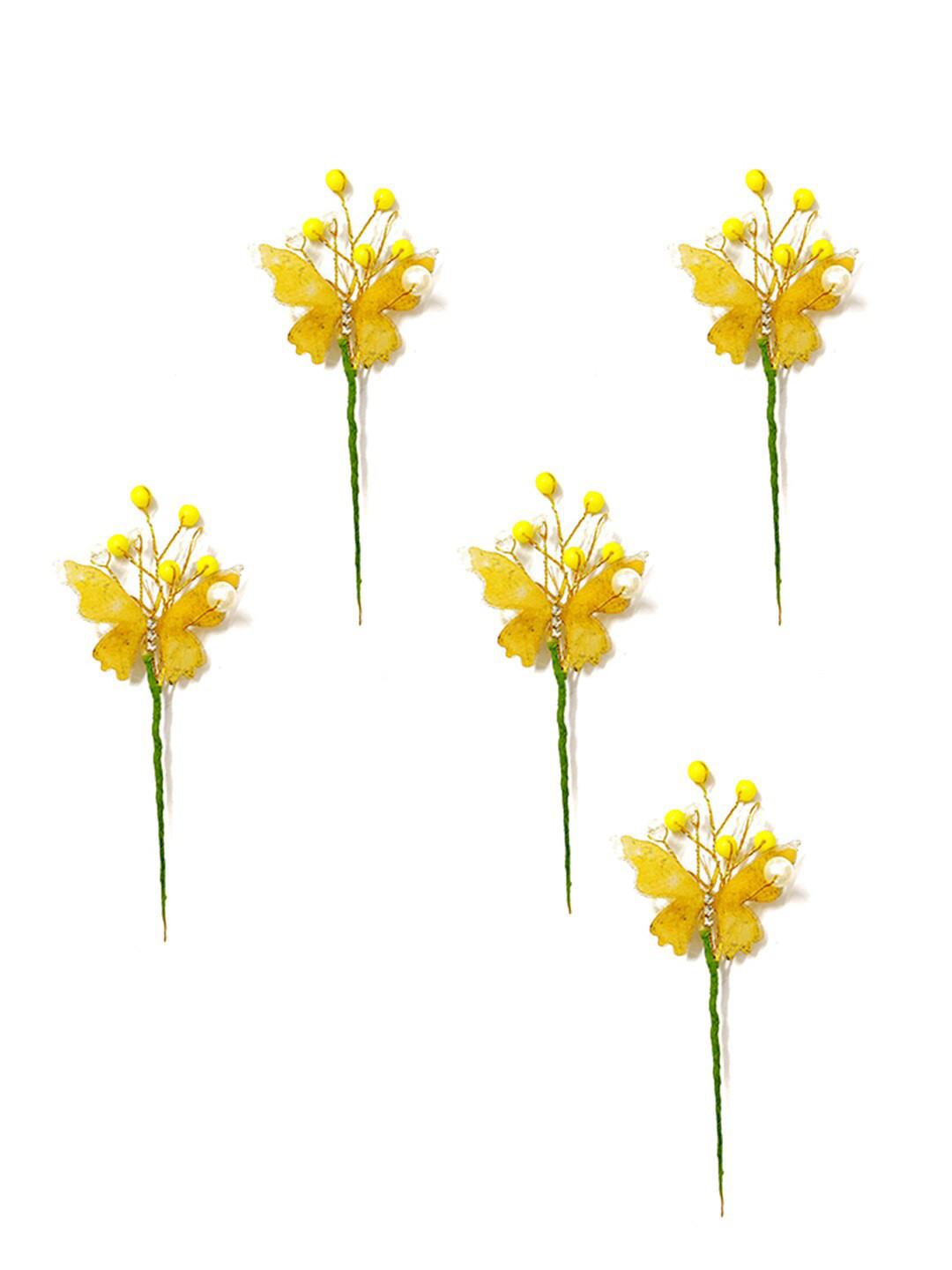 

Hair Flare Women Set Of 5 Embellished Hair Accessory Set, Yellow