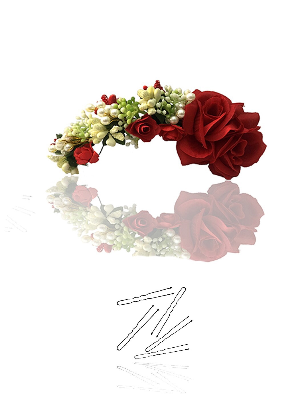 

Hair Flare Artificial Flowers With Hair Pin Hair Accessory Set, Red