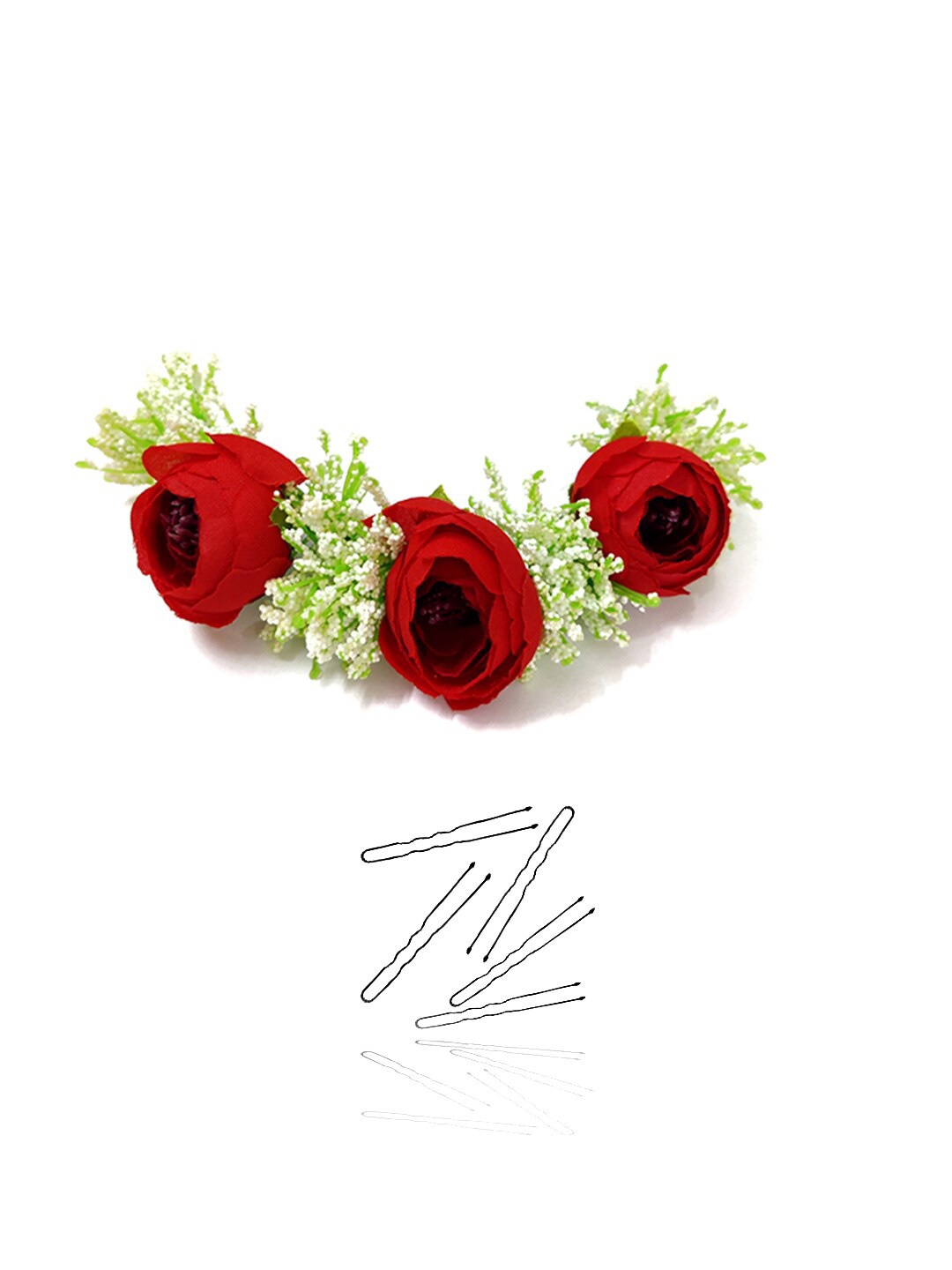 

Hair Flare Artificial Flowers & Hair Pins Hair Accessory Set, Red