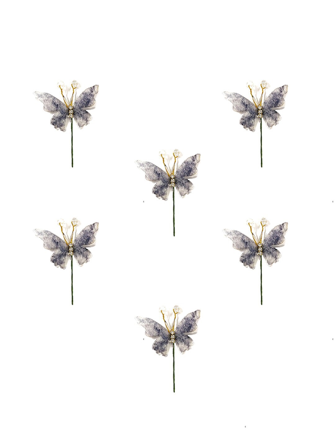 

Hair Flare Women Set Of 6 Artificial Butterfly Design Hair Pin, Grey