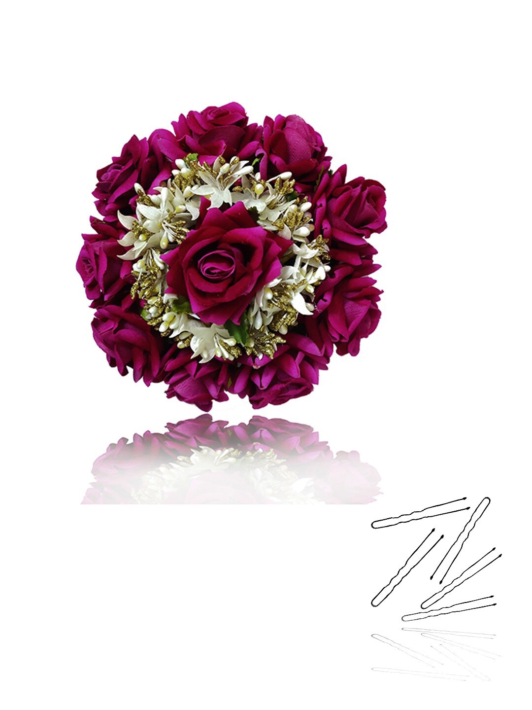 

Hair Flare Women Embellished Rounded Flower With U Pins, Magenta