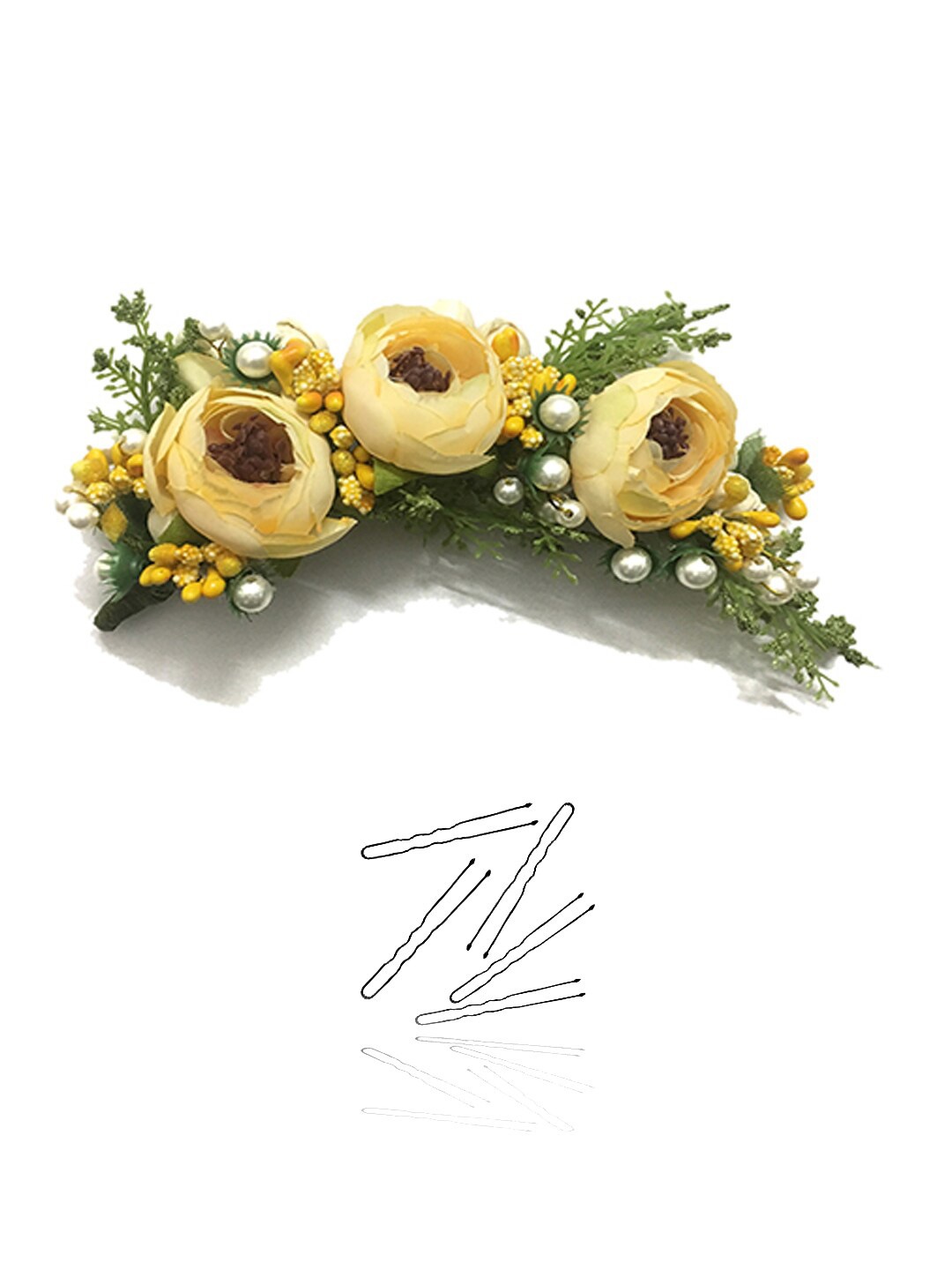 

Hair Flare Artificial Floral With Pins Hair Accessory Set, Yellow