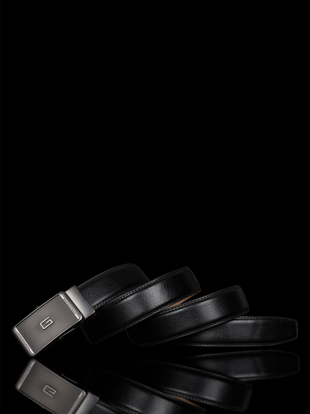 

BANGE Men Textured Leather Formal Belt, Black