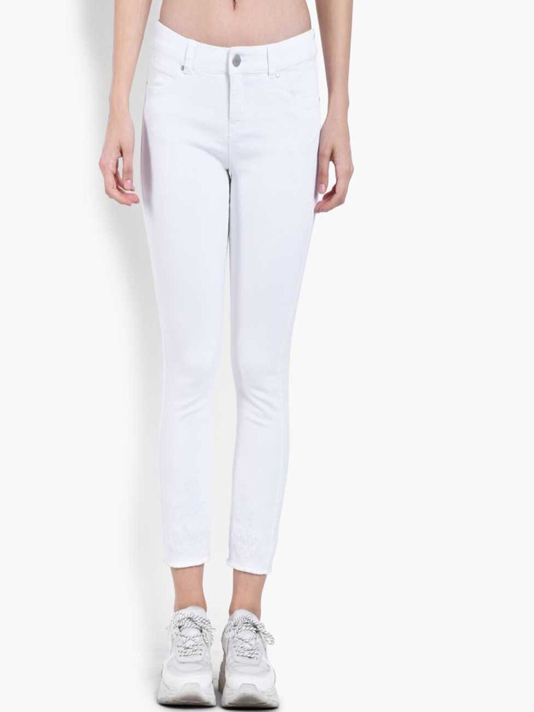 

GUTI Women Skinny Fit High-Rise Stretchable Cotton Jeans, White