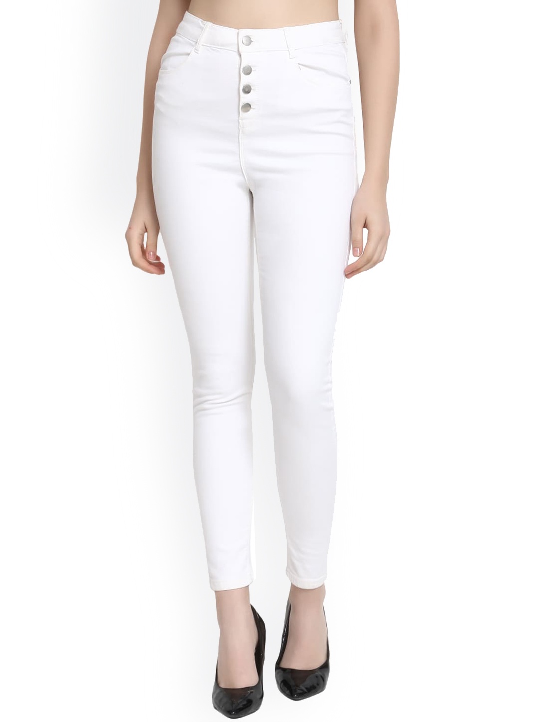 

GUTI Women Skinny Fit Stretchable Cotton Jeans, White