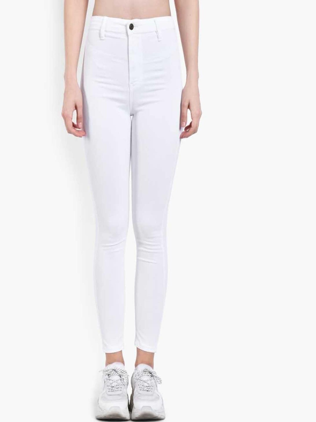 

GUTI Women Skinny Fit High-Rise Stretchable Cotton Jeans, White