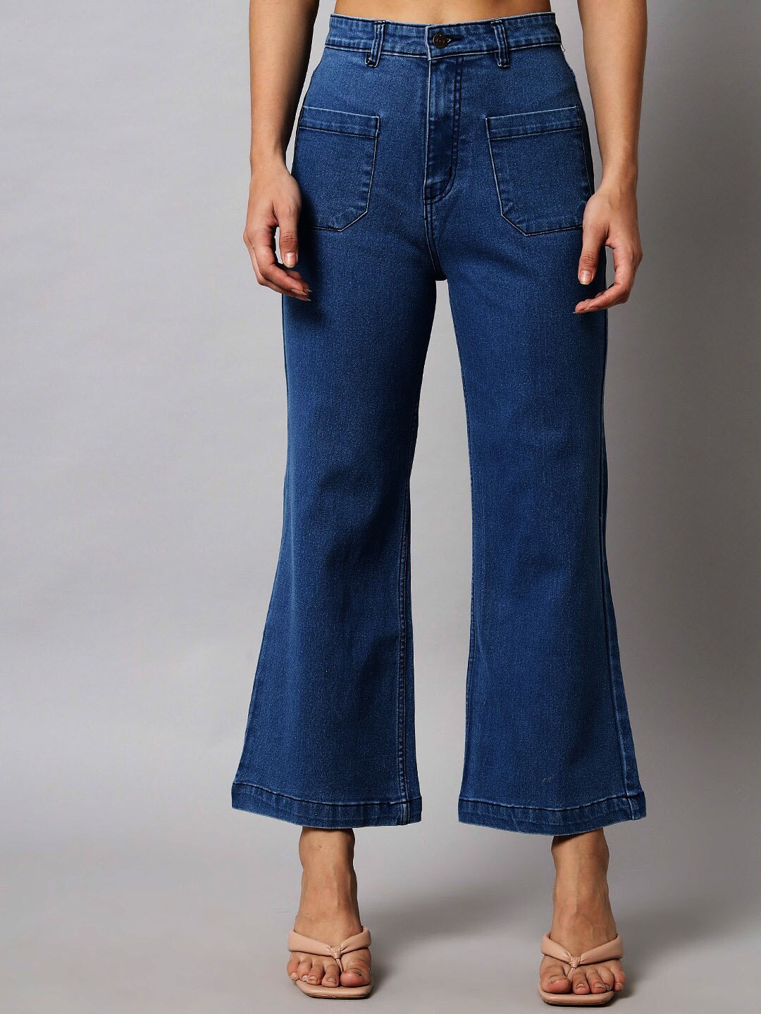 

GUTI Women Flared High-Rise Stretchable Jeans, Blue