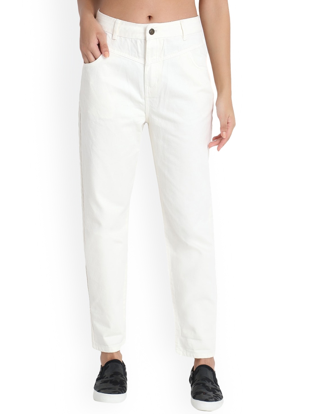 

GUTI Women Regular Fit High-Rise Stretchable Cotton Jeans, White