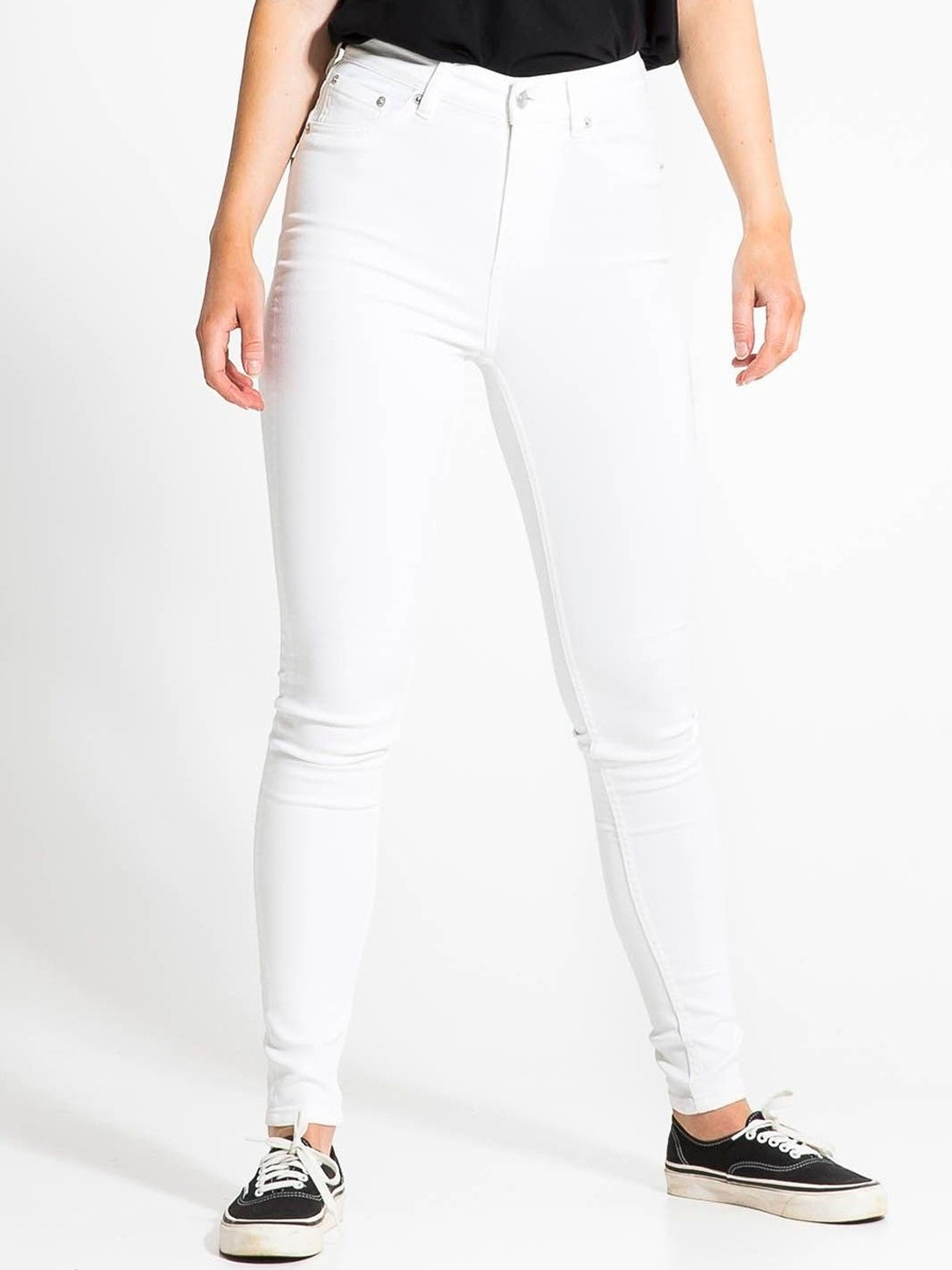 

GUTI Women Skinny Fit High-Rise Low Distress Stretchable Jeans, White
