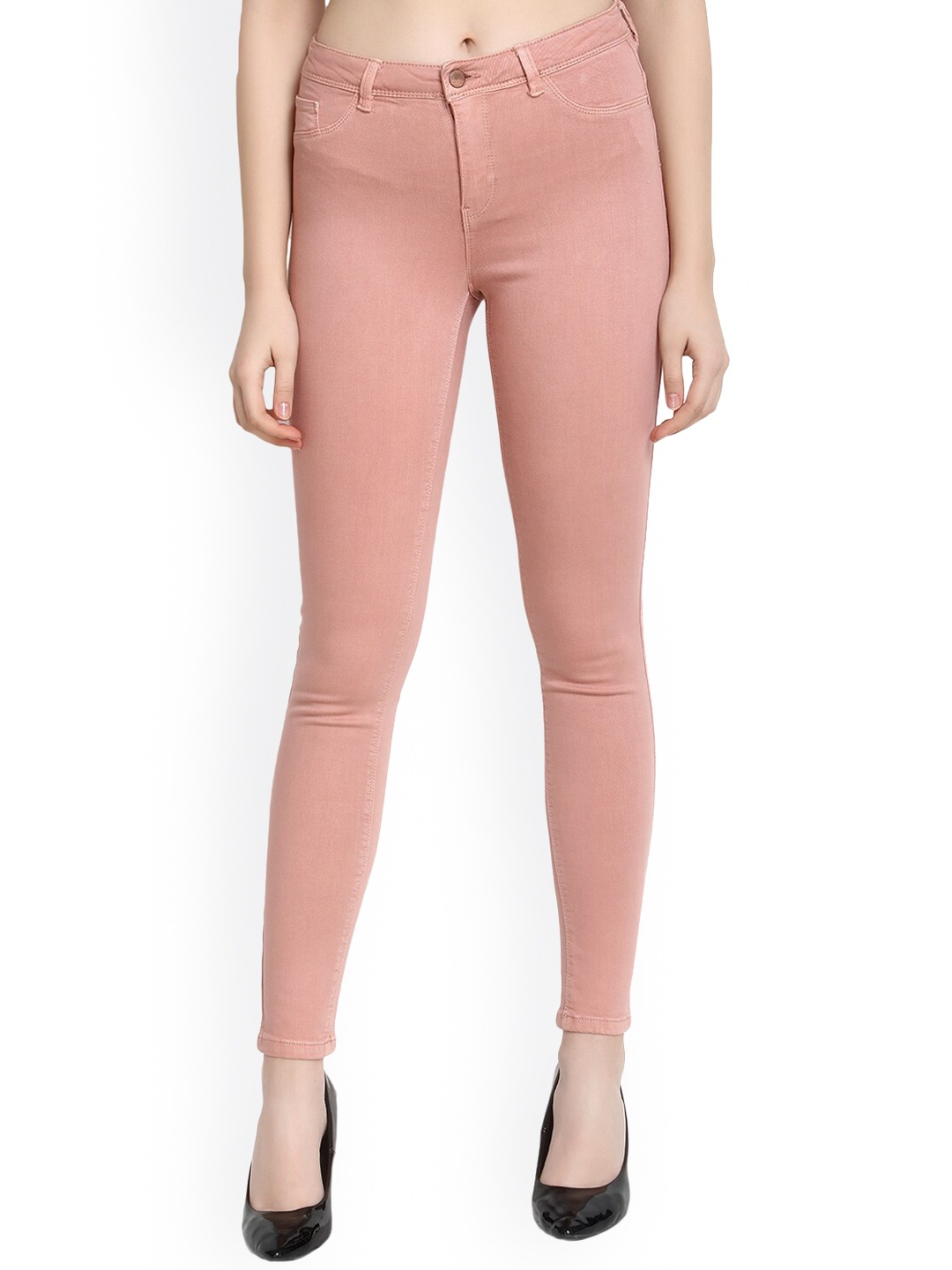 

GUTI Women Skinny Fit Stretchable Cotton Jeans, Pink