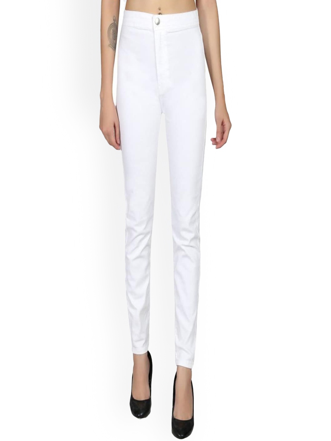 

GUTI Women Skinny Fit High-Rise Stretchable Cotton Jeans, White