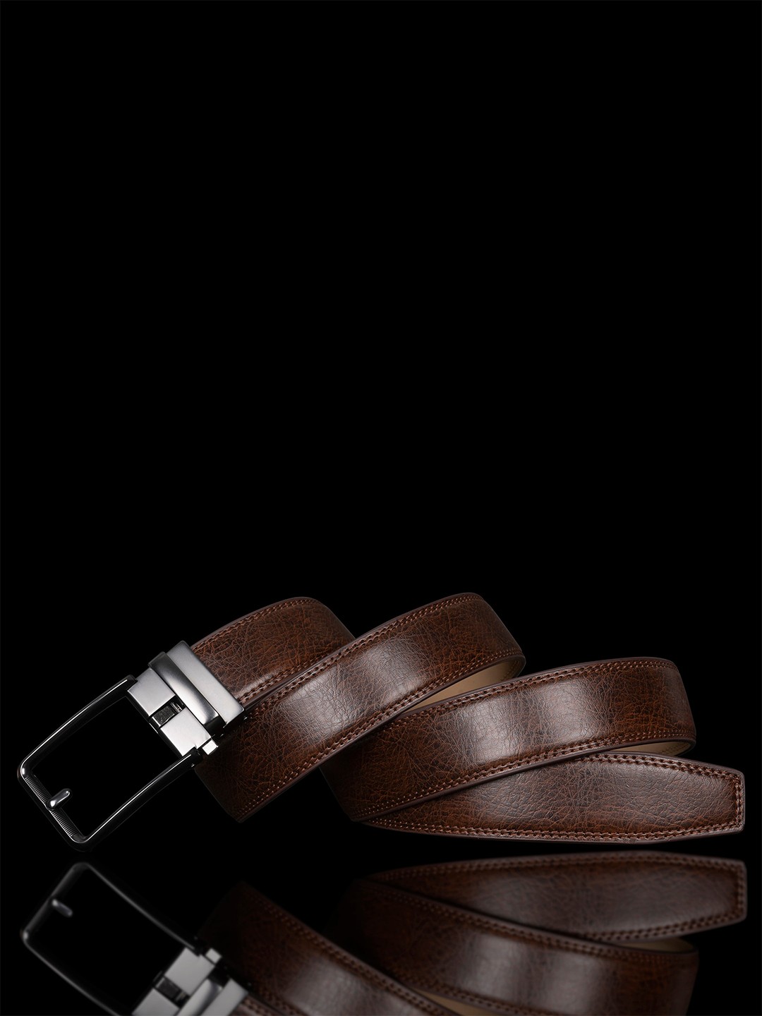 

BANGE Men Textured Leather Formal Belt, Brown