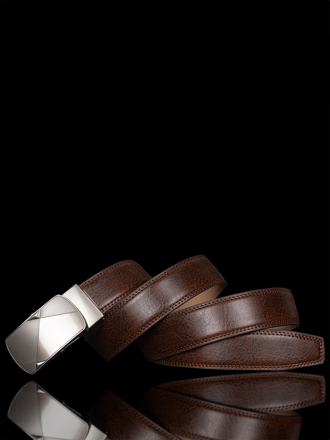 

BANGE Men Textured Leather Belt With Silder Buckle, Tan