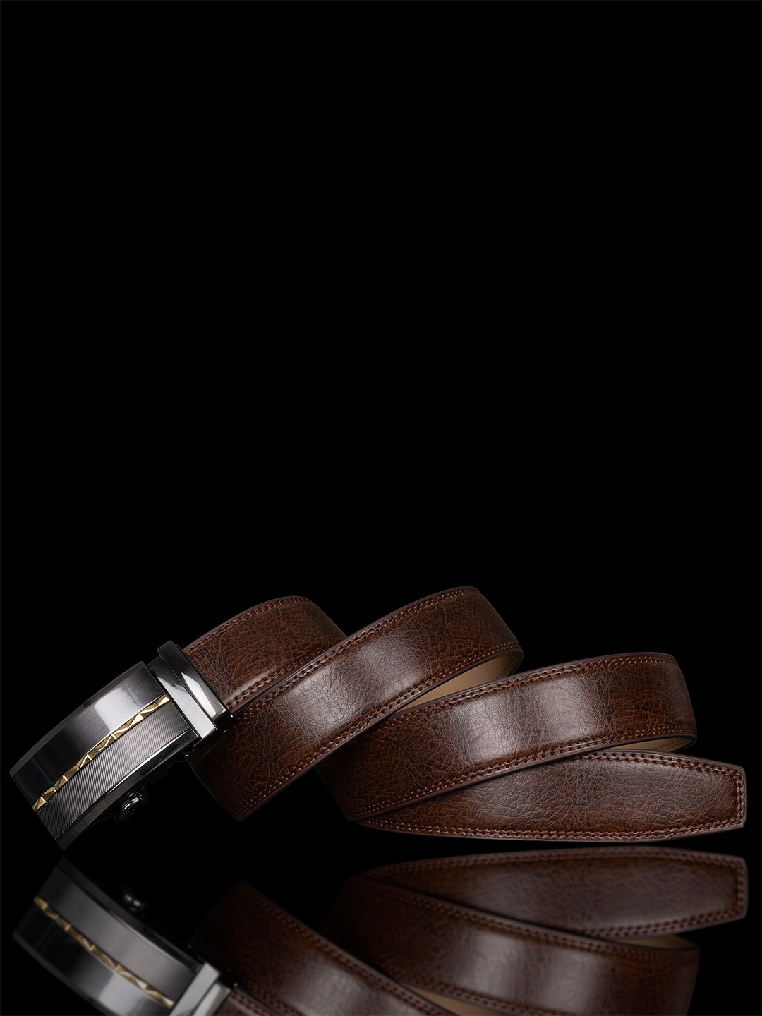 

BANGE Men Textured Leather Belt With Silder Buckle, Tan