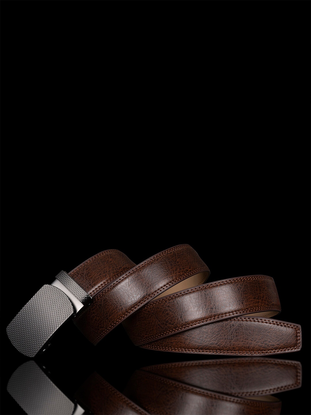 

BANGE Men Genuine Leather Formal Belt With Textured Buckle, Tan