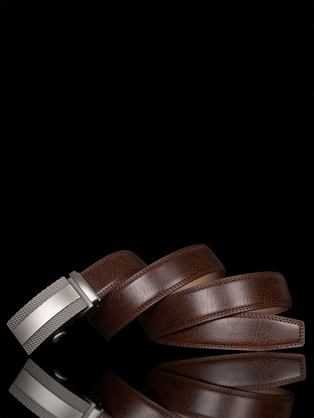 

BANGE Men Genuine Leather Formal Belt With Textured Buckle, Tan