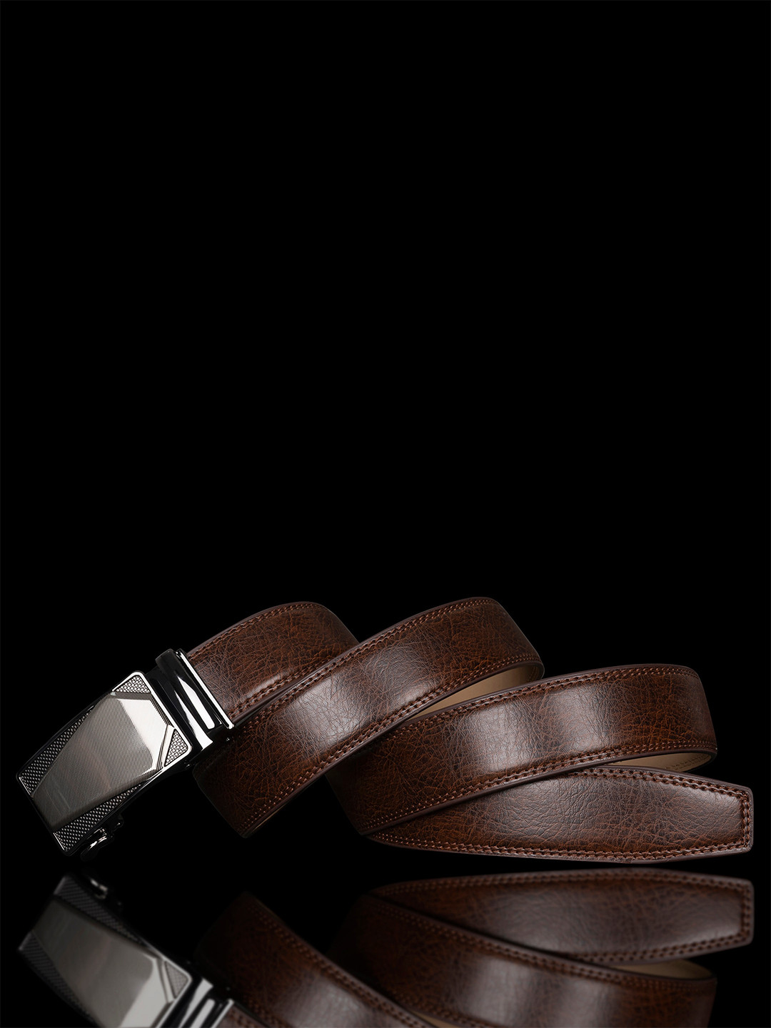 

BANGE Men Textured Leather Formal Belt, Brown