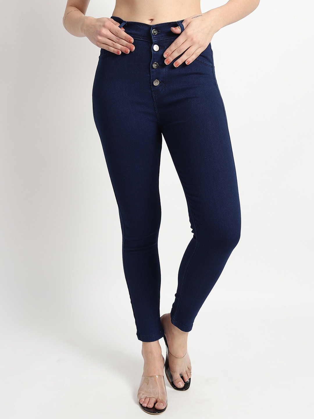 

TYFFYN Women Slim Fit High-Rise Stretchable Jeans, Navy blue