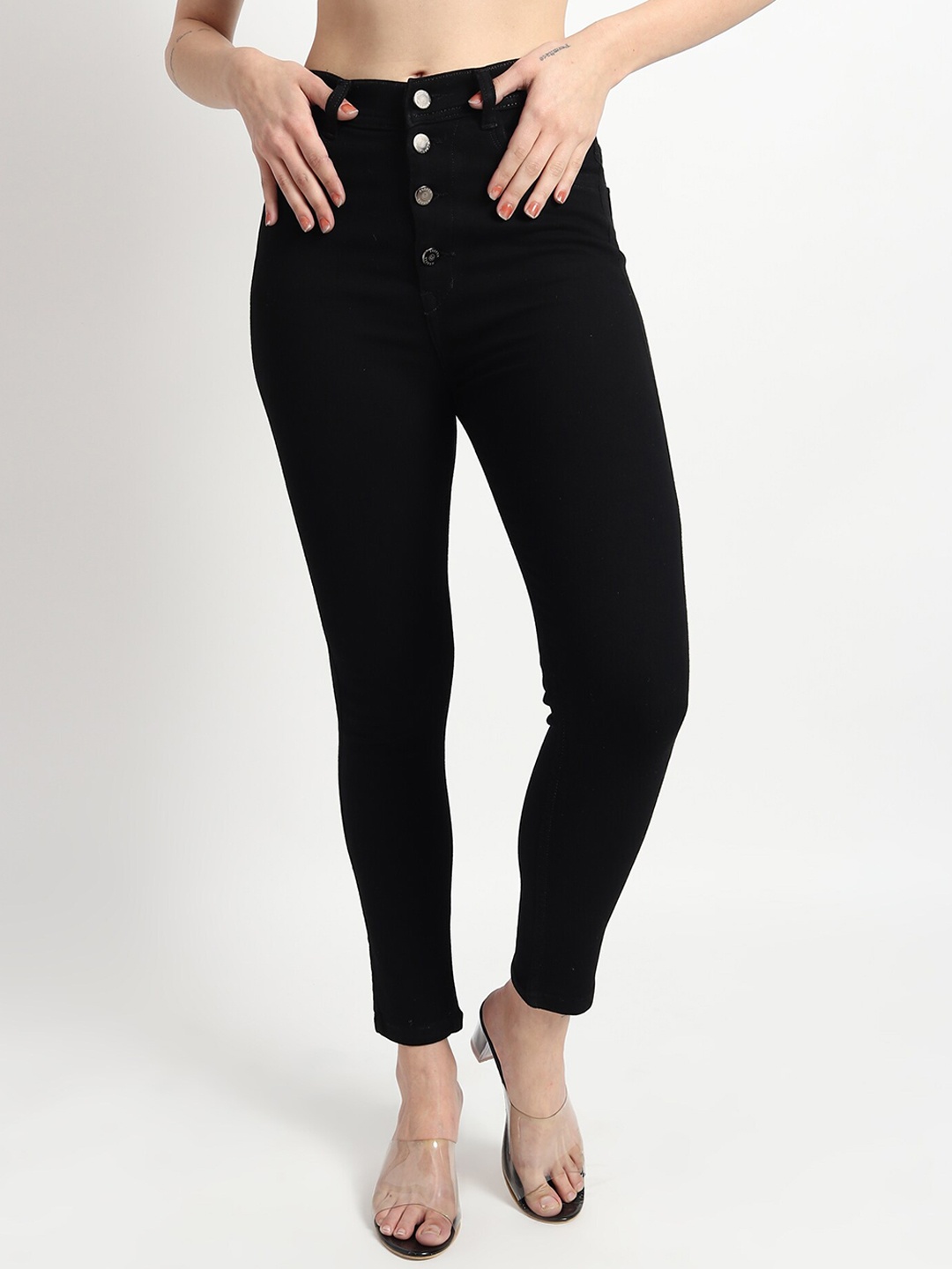 

TYFFYN Women Jean Slim Fit High-Rise Stretchable Jeans, Black