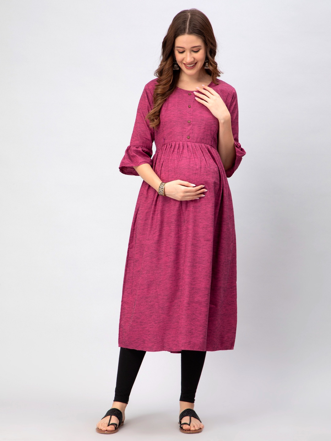 

CEE-18 Maternity Bell Sleeves Anarkali Kurta, Purple