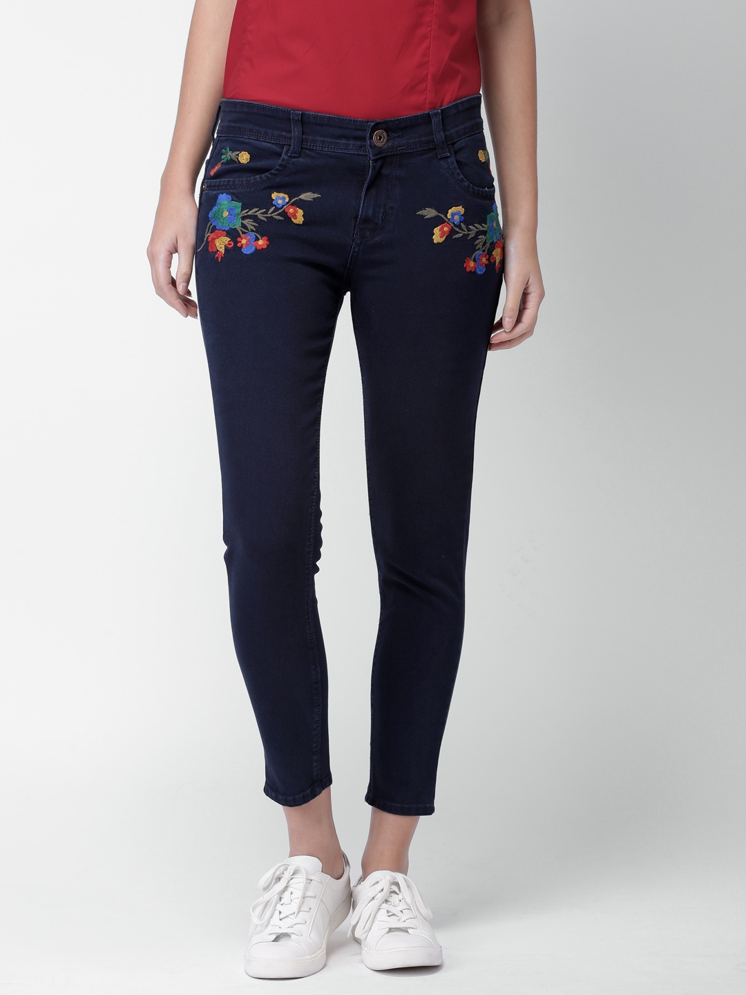 

20Dresses Women Navy Blue Skinny Fit Mid-Rise Clean Look Stretchable Jeans