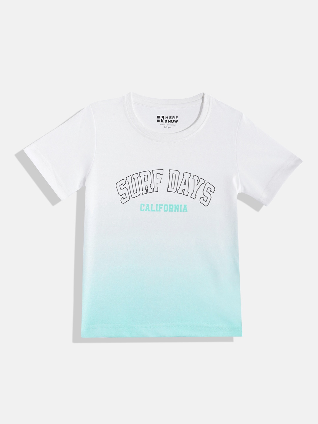 

HERE&NOW Boys Typography Printed Ombre T-shirt, White