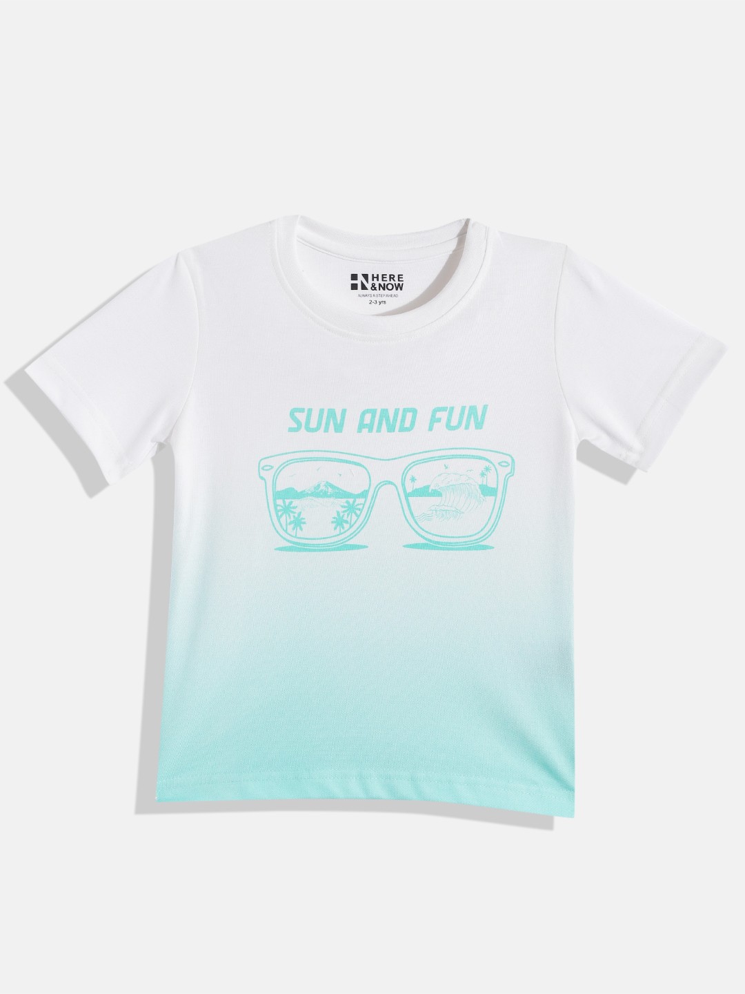 

HERE&NOW Boys Typography Printed Ombre T-shirt, White