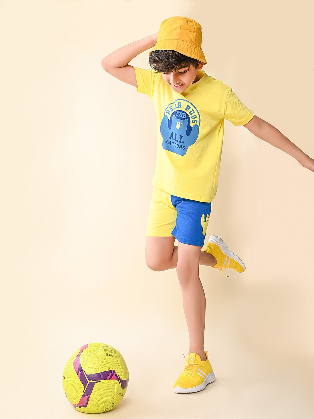 

LilPicks Boys Printed T-shirt with Shorts, Yellow