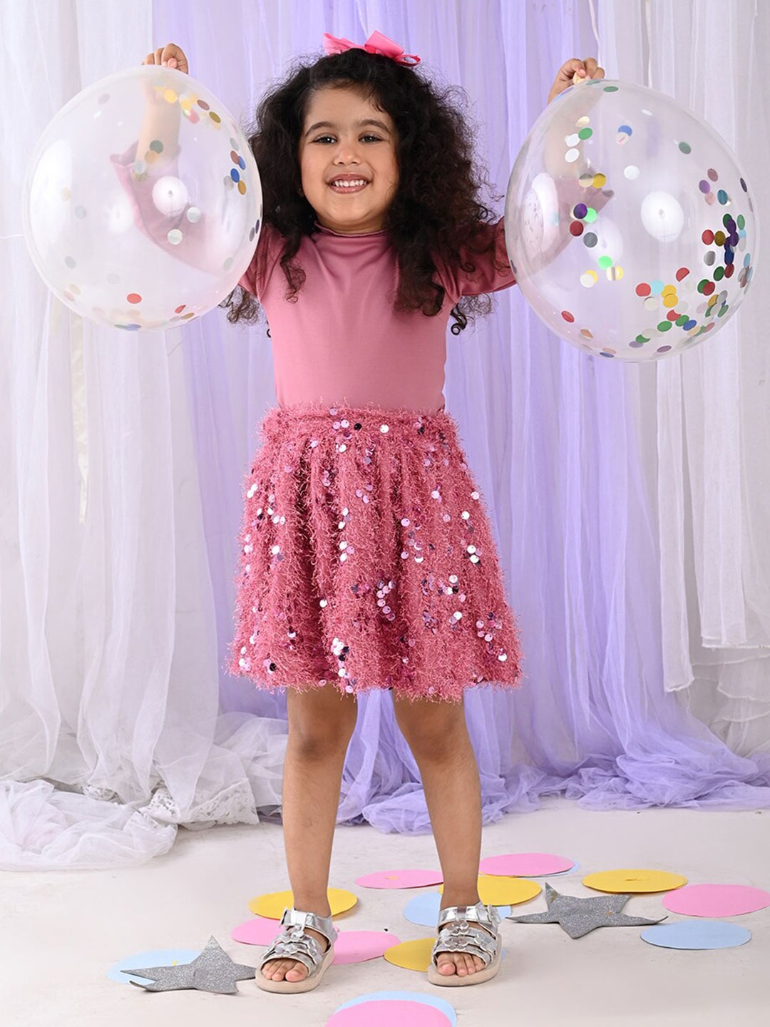 

LilPicks Girls Top With Embellished Skirt, Pink
