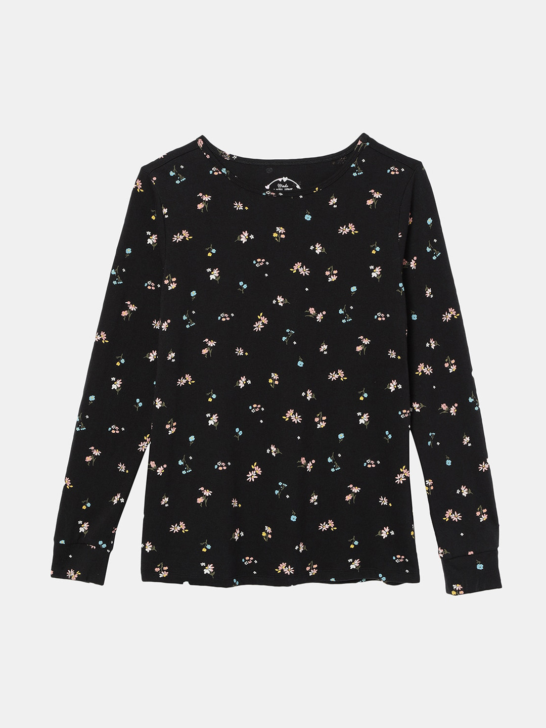 

Jockey Girls Printed Full Sleeves Super Combed Cotton Relaxed Fit Top With Lounge Pants, Black