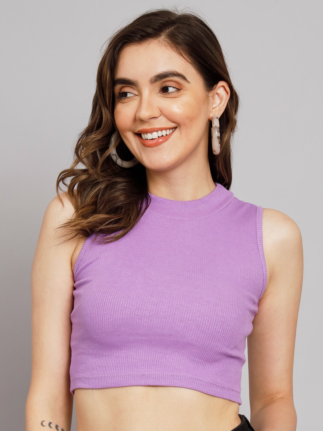 

GUTI Purple Cotton Crop Top