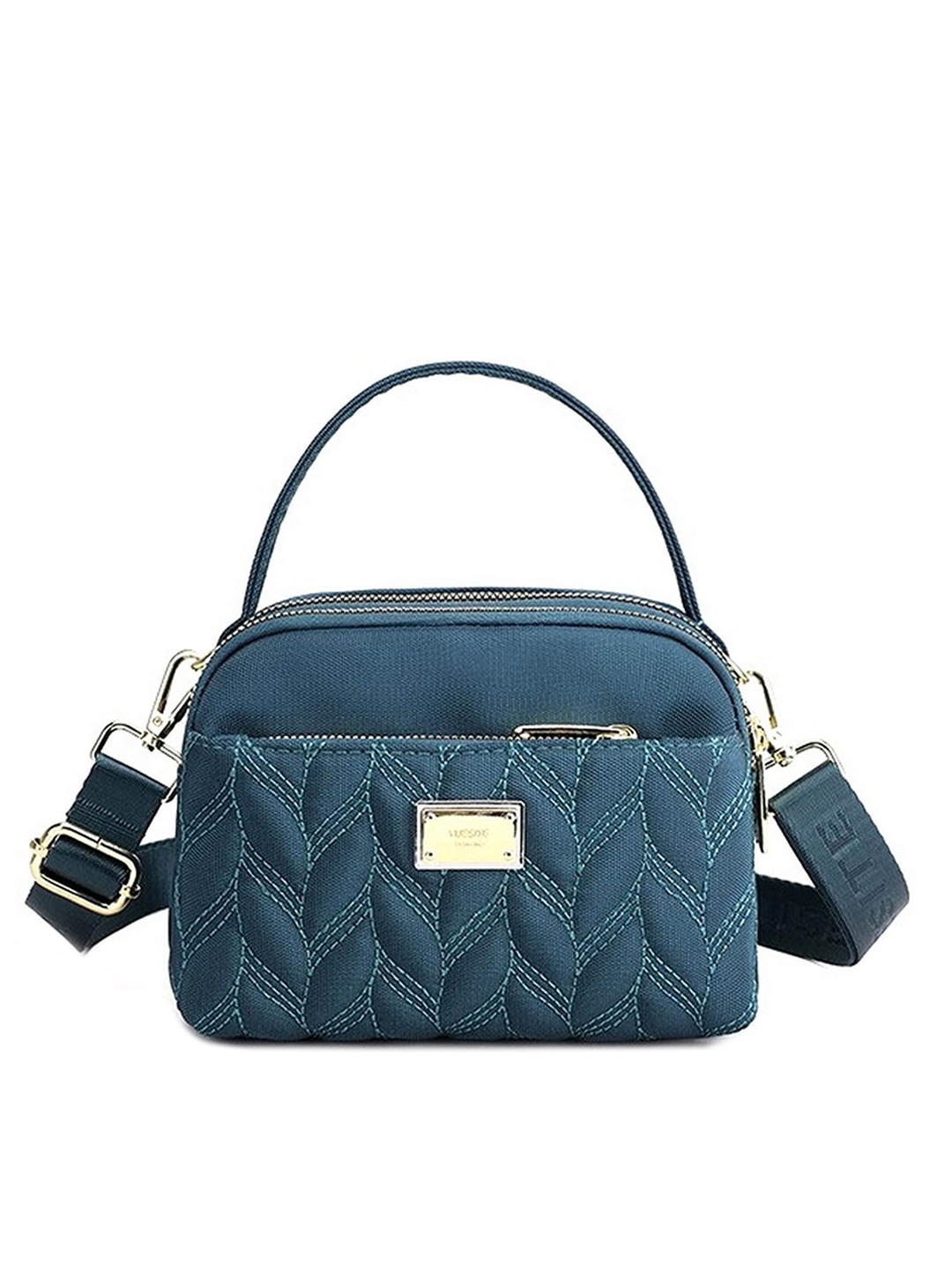 

Diva Dale Structured Sling Bag with Embroidered Detail, Teal