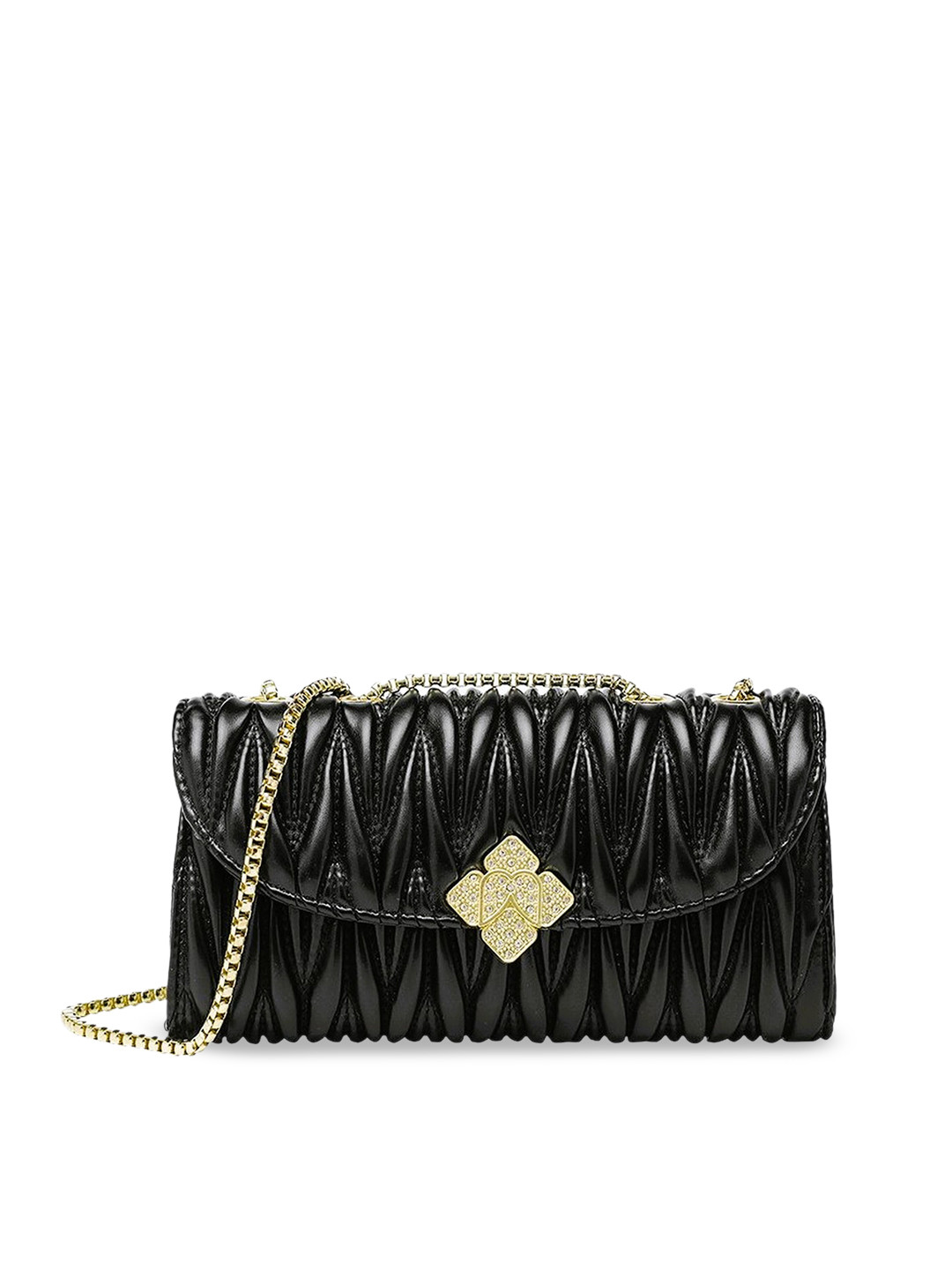 

Diva Dale Textured Structured Shoulder Bag With Quilted, Black