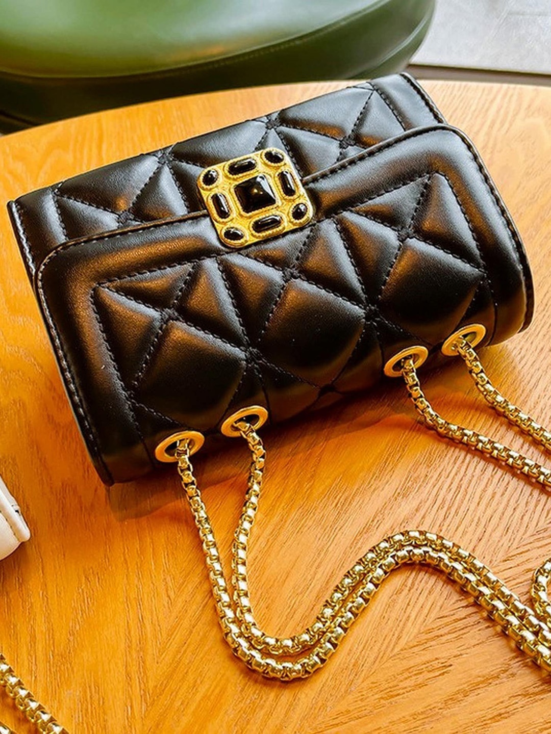 

Diva Dale Textured Structured Shoulder Bag With Quilted, Black