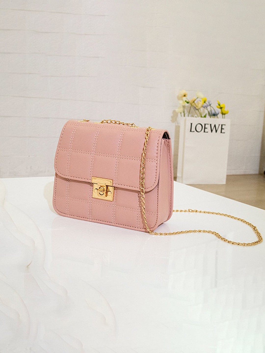 

Diva Dale Textured Quilted Pu Sling Bag, Pink