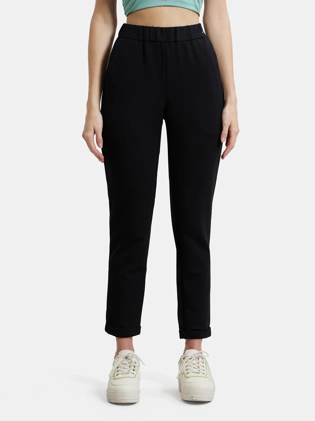 

Jockey Women Slim Fit Mid-Rise Trousers, Black