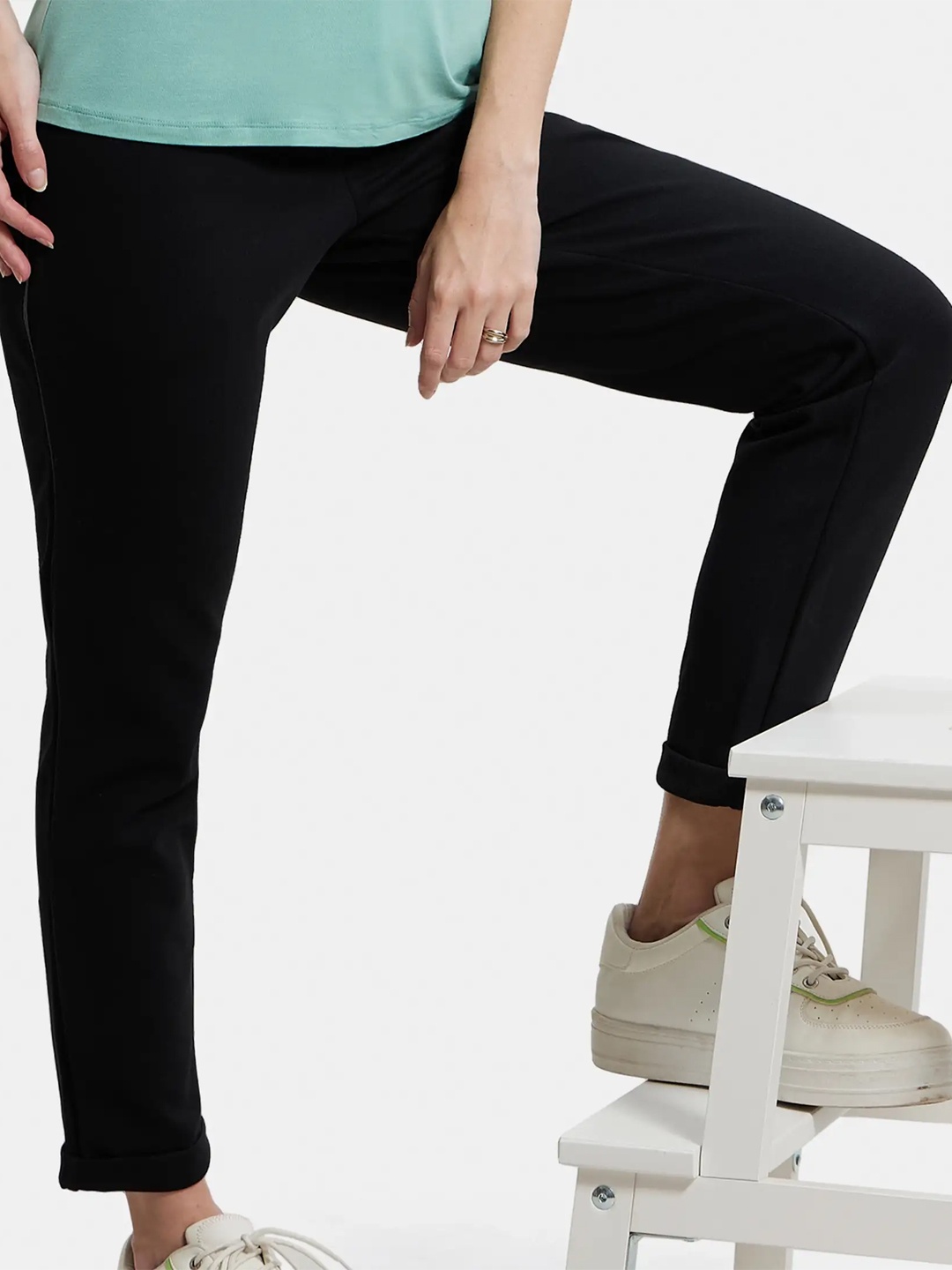 

Jockey Women Mid Rise Slim Fit Track Pants, Black