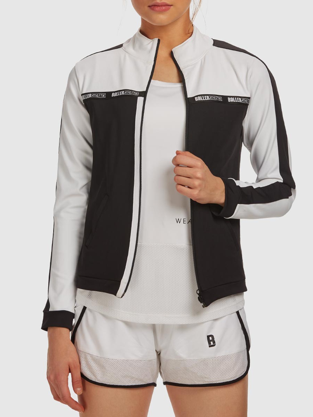 

Baller Athletik Signature Zip Up Colourblocked Windcheater Gym Sporty Jacket, Black