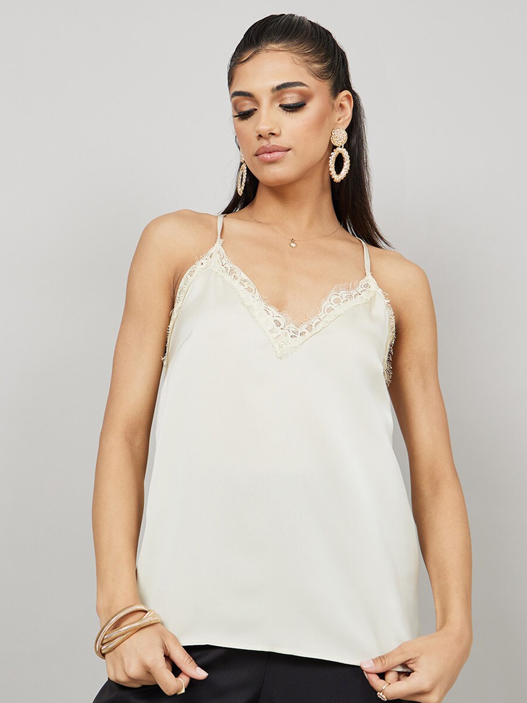 

Styli Shoulder Straps Tank Top, Beige