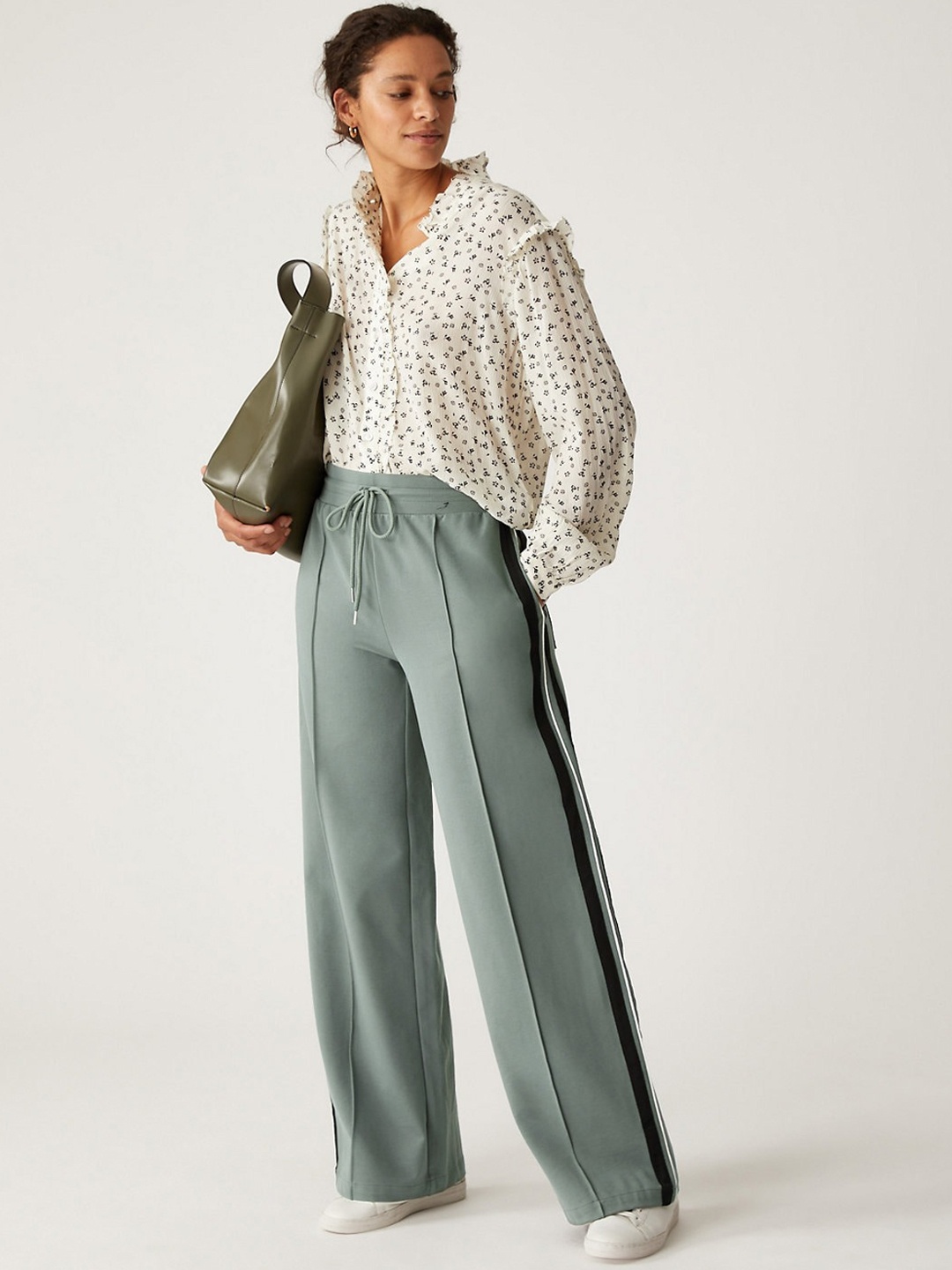 

Marks & Spencer Women Pink Straight Fit High-Rise Parallel Trousers, Grey