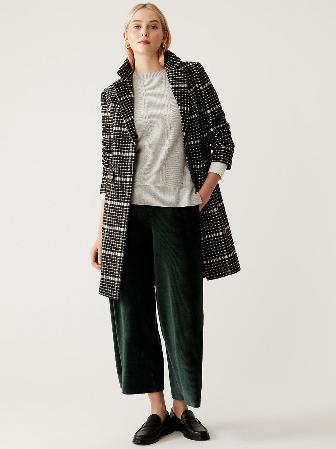 

Marks & Spencer Women Straight Fit High-Rise Parallel Trousers, Green