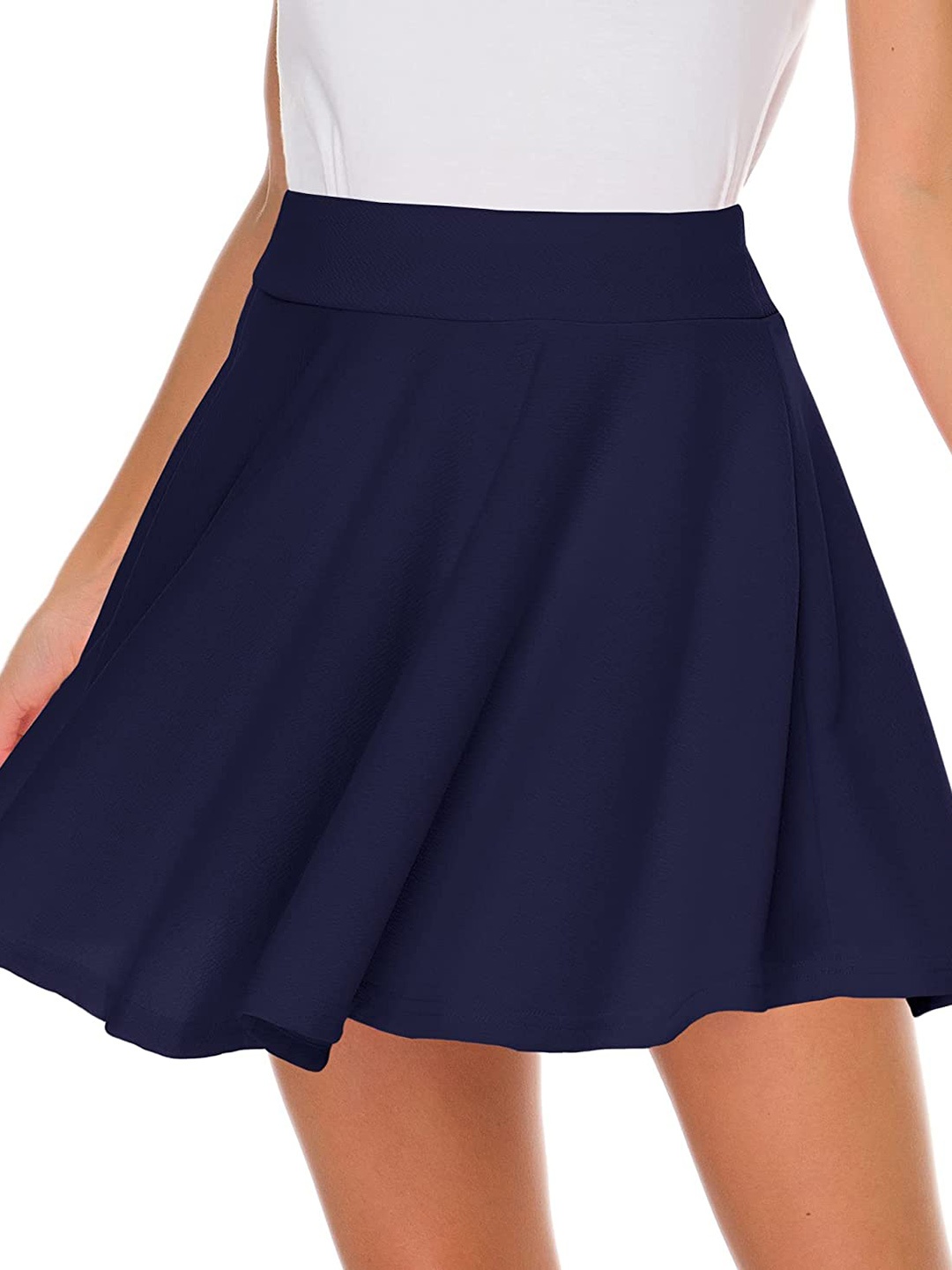 

Samsara Couture Mid Rise Scuba Flared Mini Skirts, Navy blue