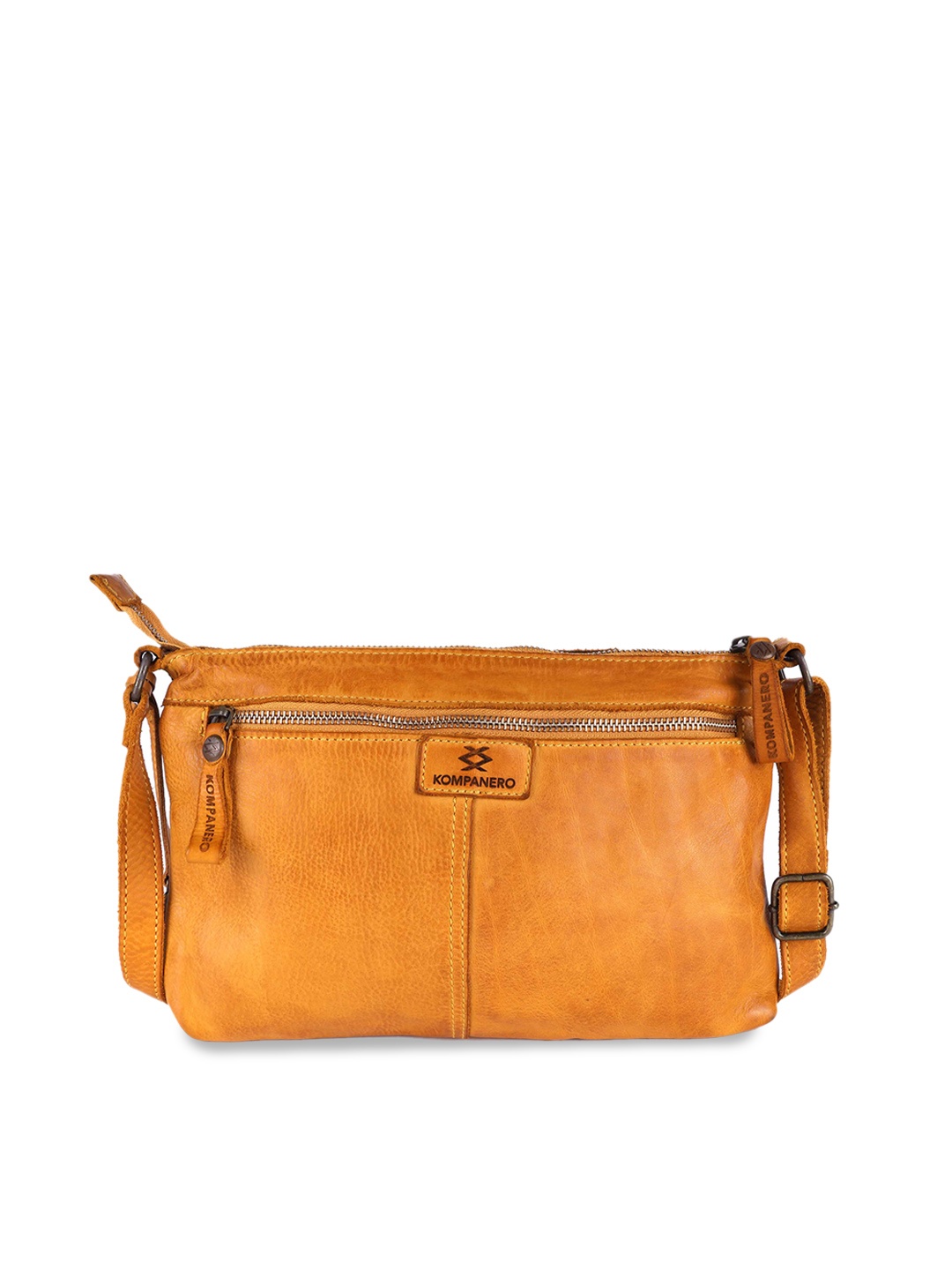 

KOMPANERO Textured Leather Structured Shoulder Bag=, Yellow