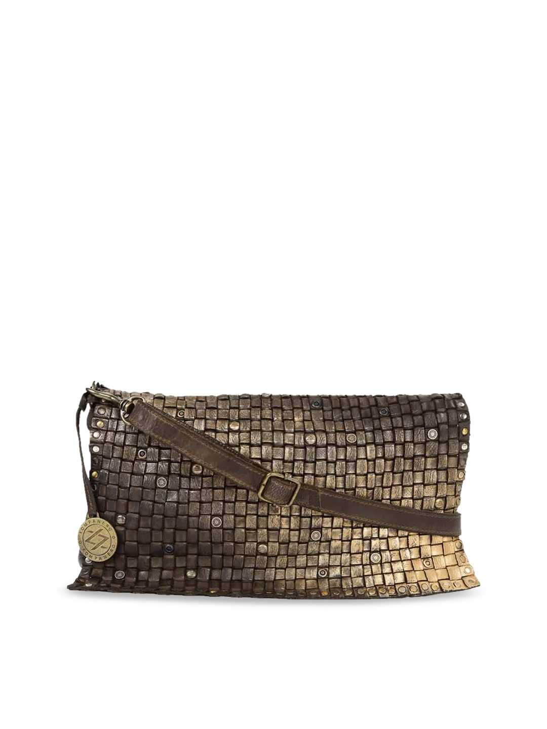 

KOMPANERO Leather Textured Purse With Shoulder Strap, Black