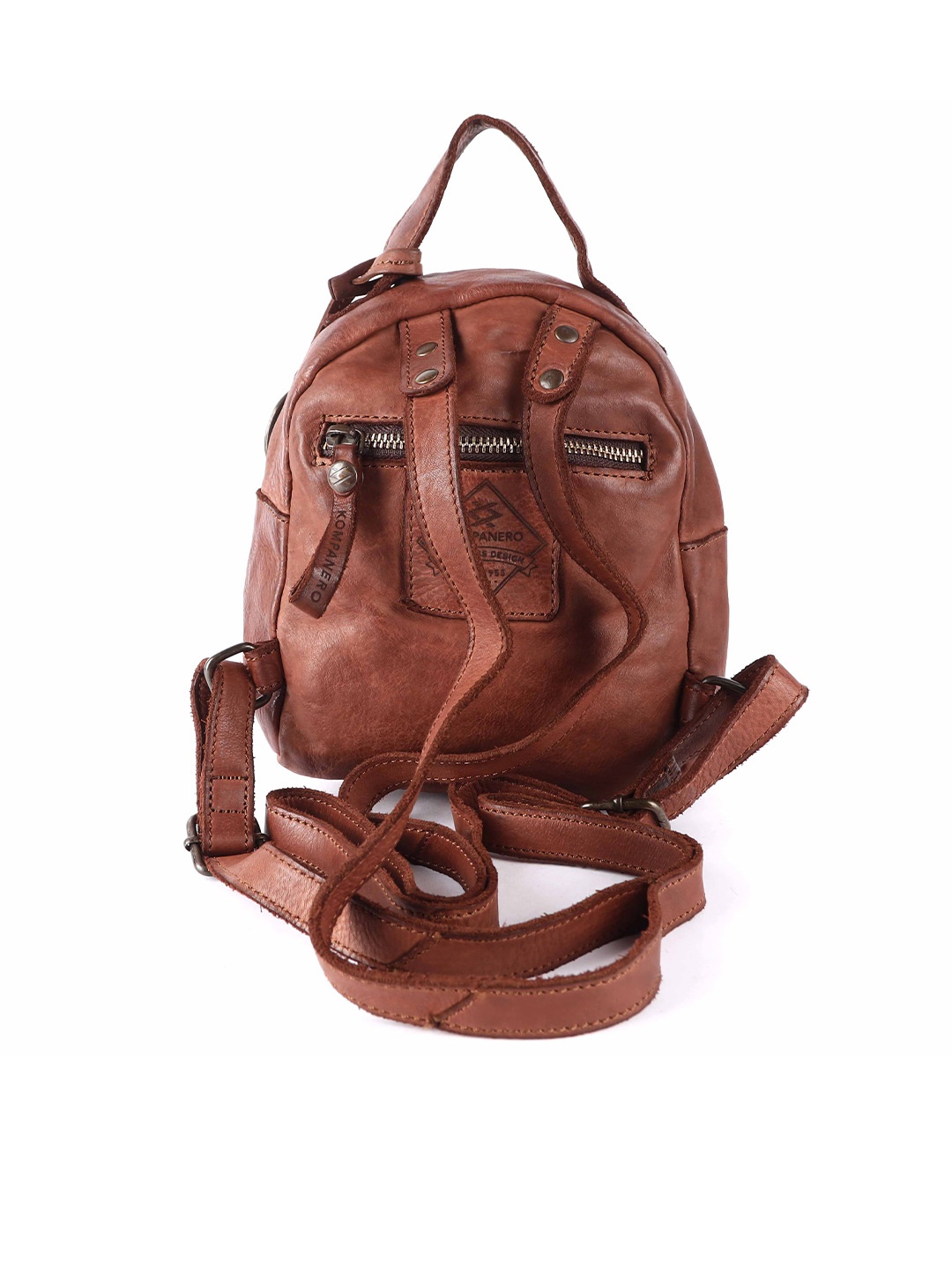 

KOMPANERO Leather Small Backpack, Tan